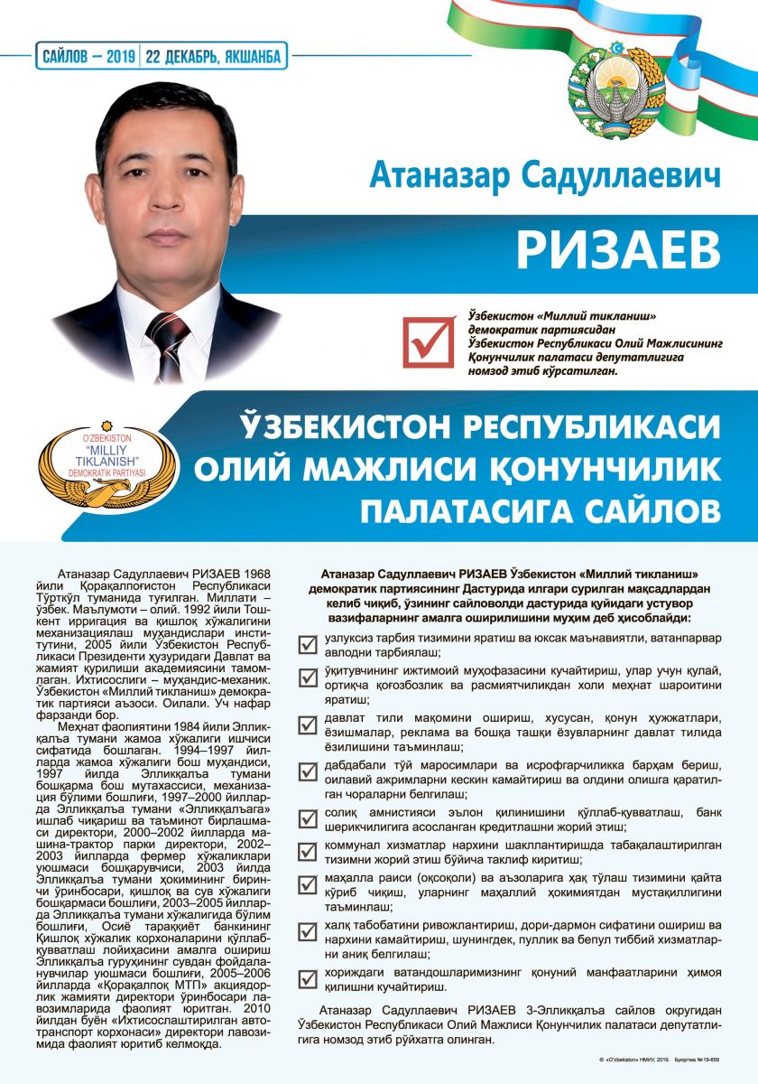 Ризаев Атаназар Садуллаевич